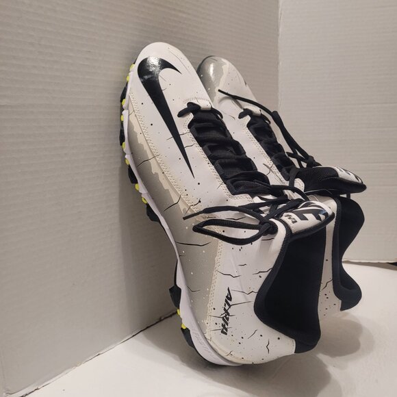 The Nike Alpha Fastflex Football Cleats White, Black, and Grey Men Shoes Size 16